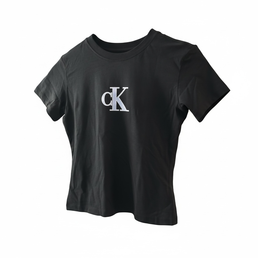 Camiseta Calvin Klein Negra con Logo CK Azul Claro