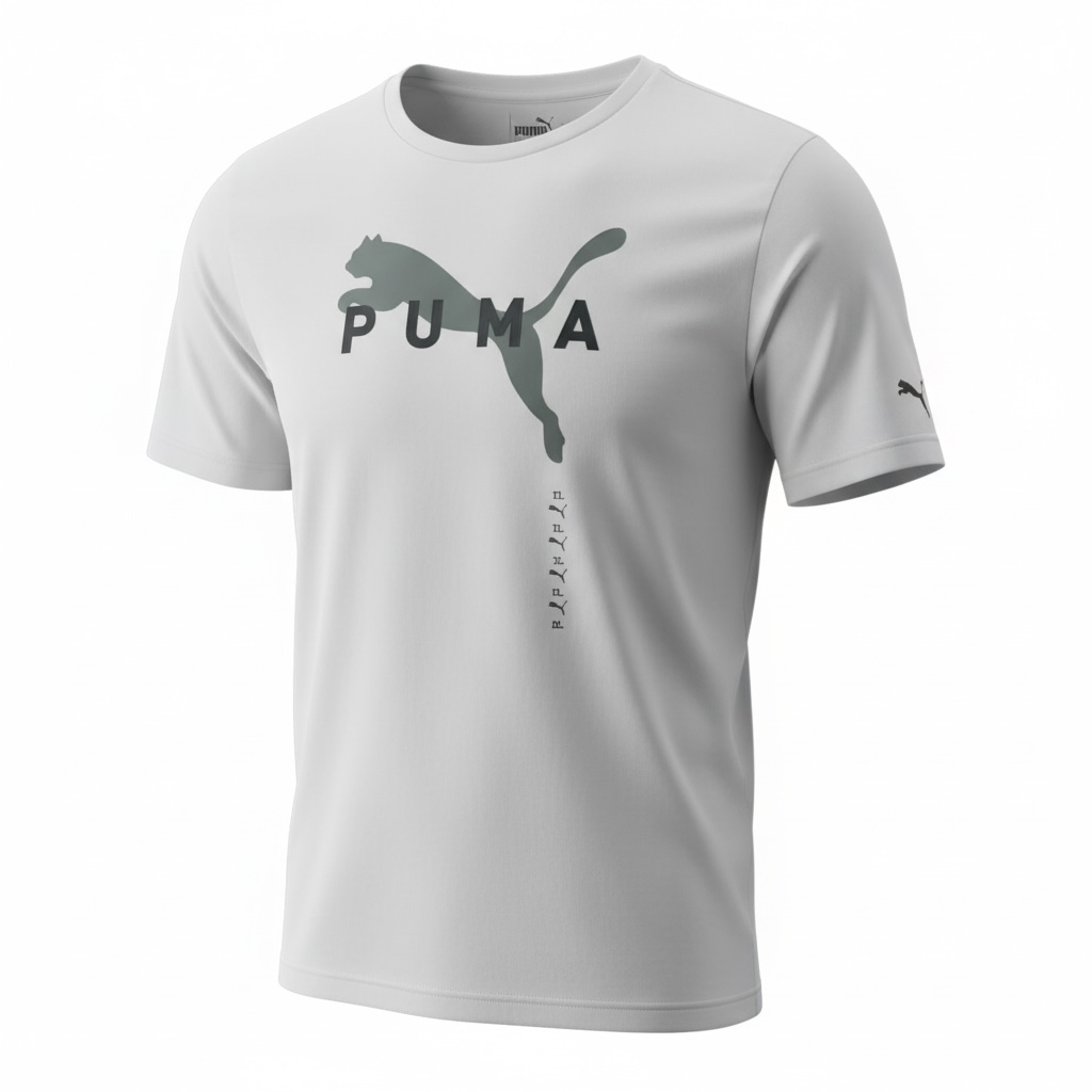 Camiseta Puma Hombre Blanca con Logo Frontal (Talla XL)