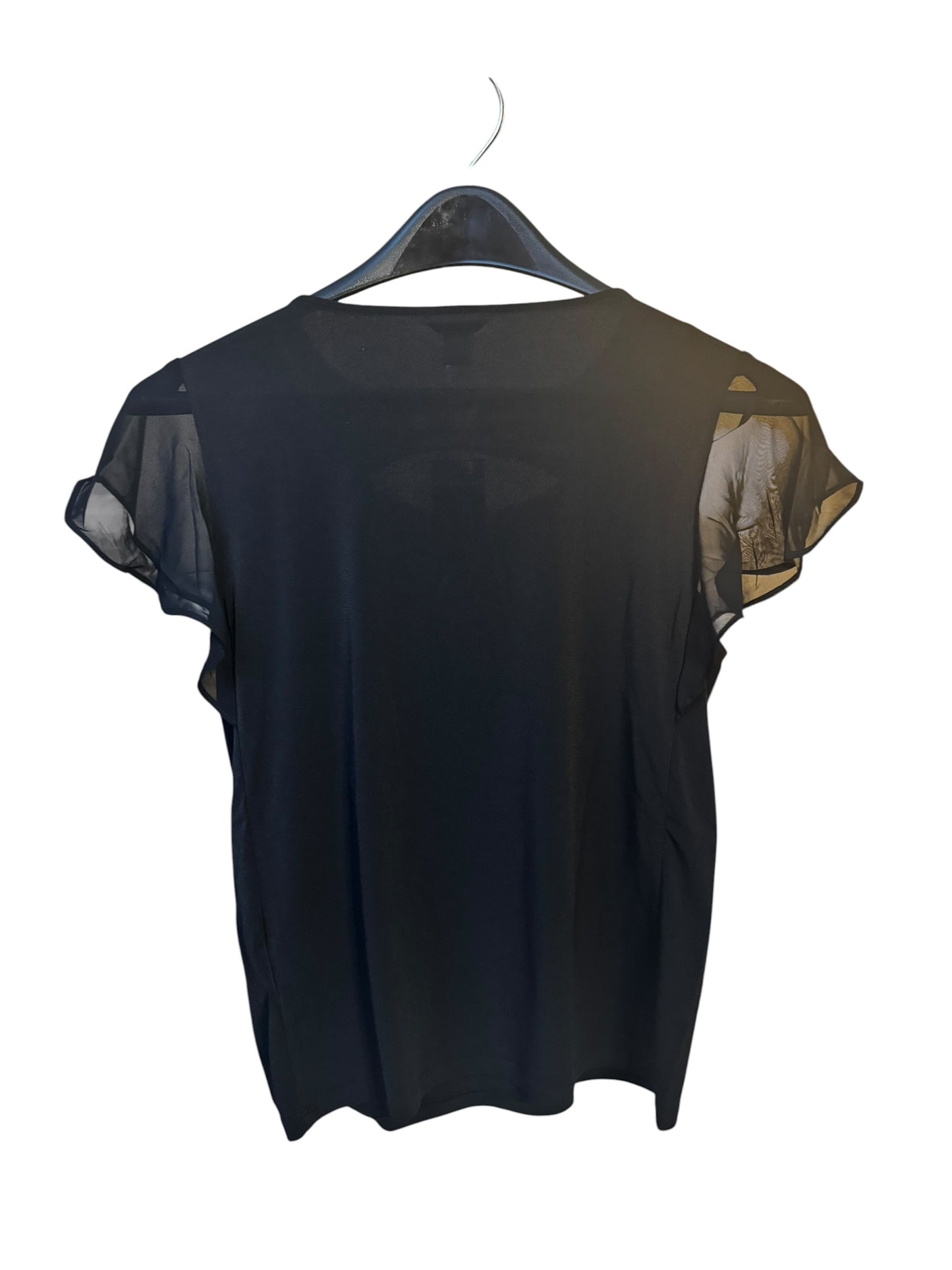 Blusa Calvin Klein Negra con Mangas de Chifón y Diseño Elegante