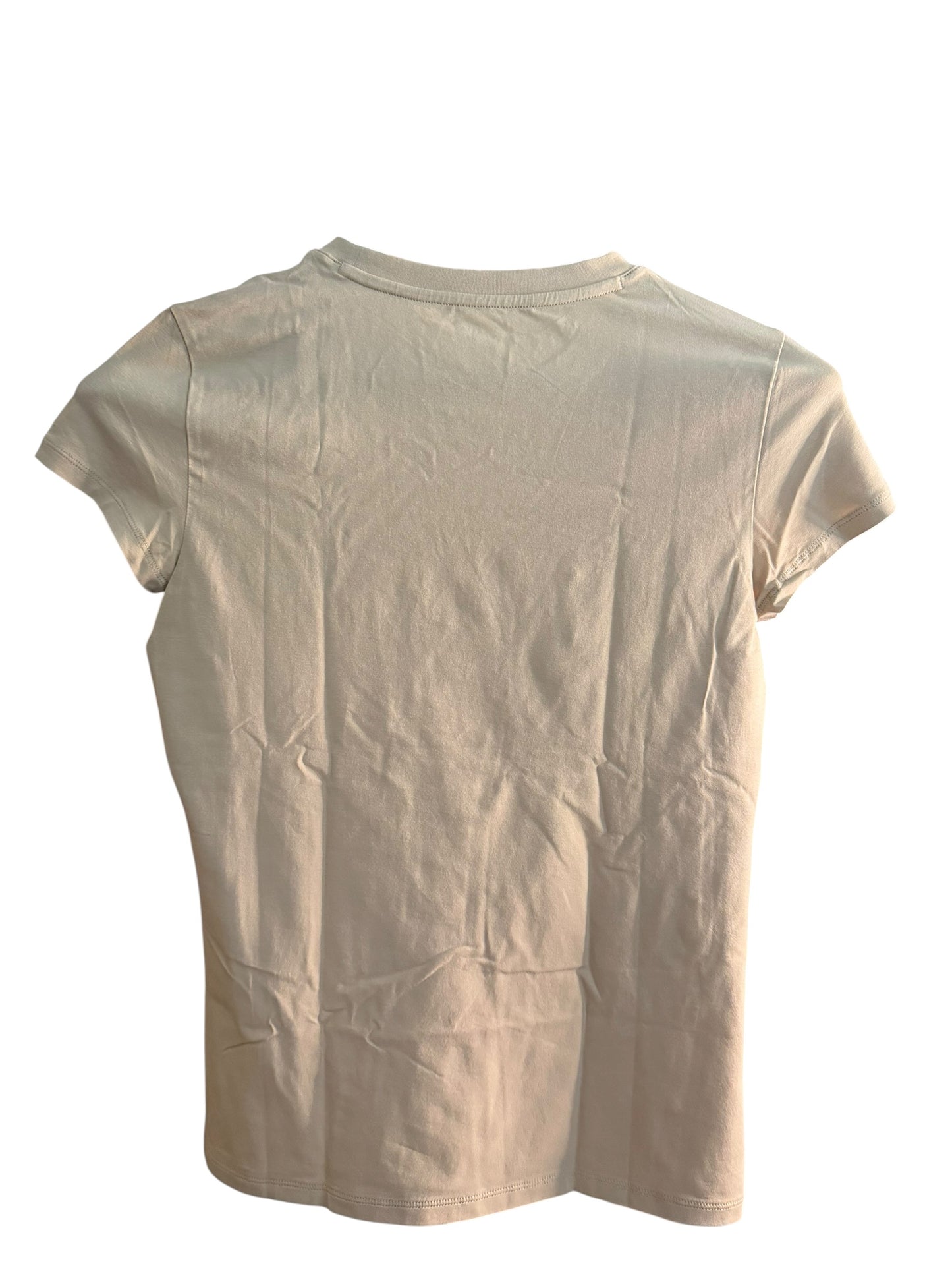 Camiseta Armani Exchange A|X Slim Fit para Mujer Beige con Logo Bordado