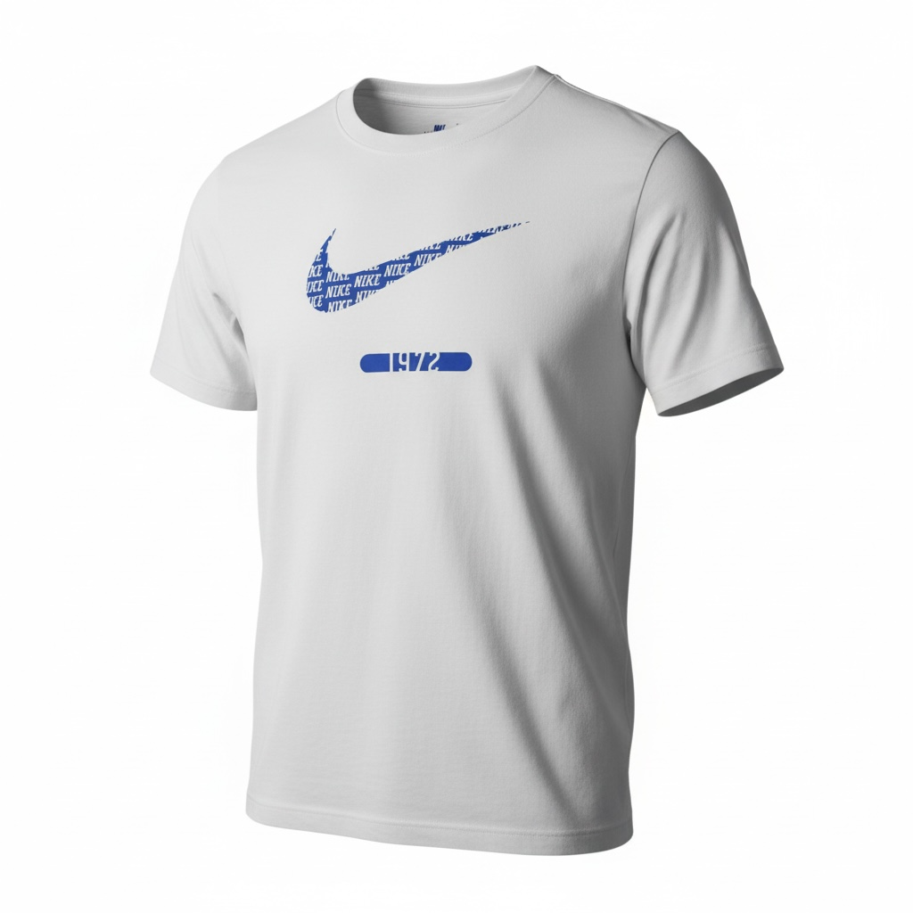 Camiseta Nike Hombre Blanca con Logo Swoosh Azul