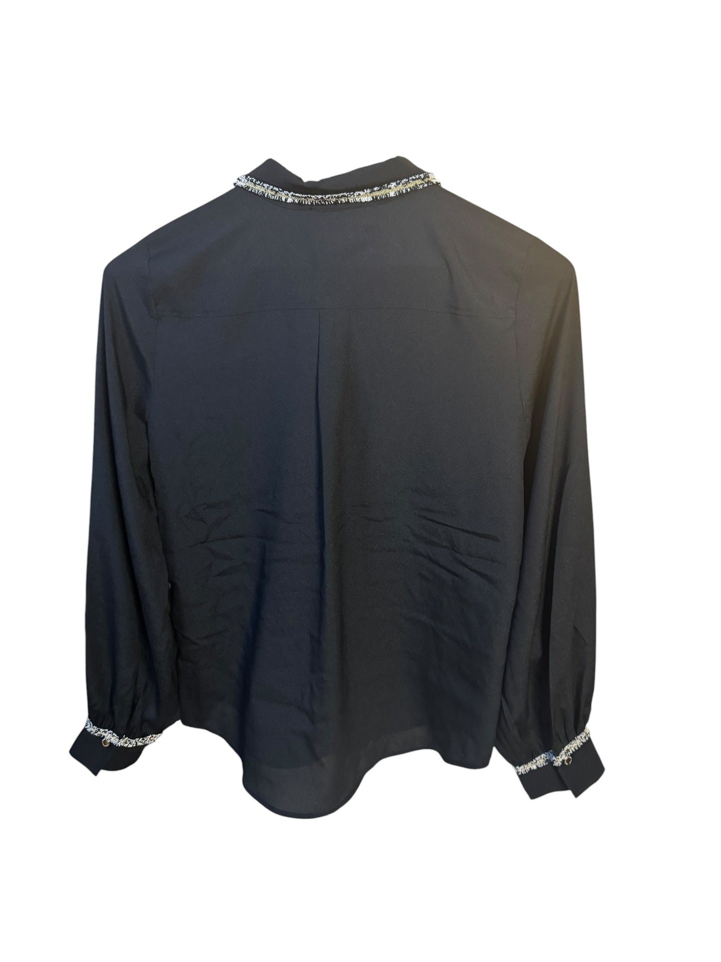 Blusa Karl Lagerfeld Negra Elegante con Detalles Decorativos para Mujer