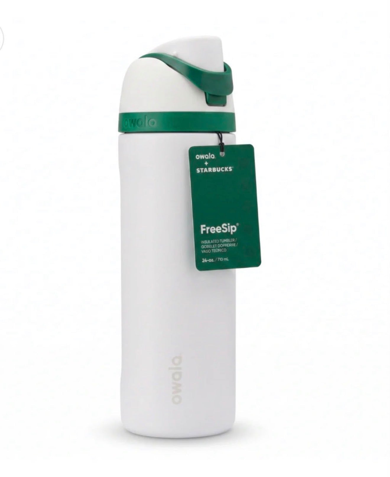 Starbucks x Owala FreeSip 24 oz – Botella Térmica Blanca y Verde Edición Especial