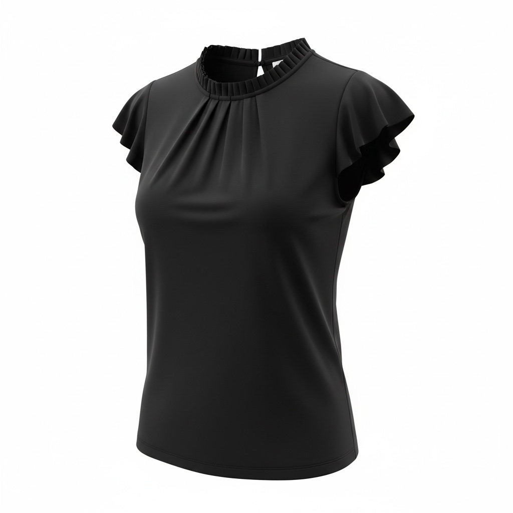 Blusa Calvin Klein Negra con Mangas Volantes