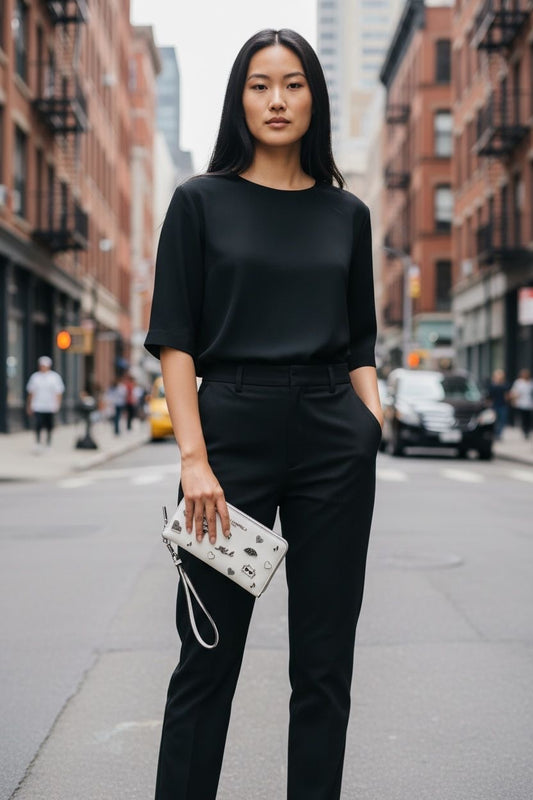 Billetera Karl Lagerfeld Blanca con Muñequera y Detalles Ikonik