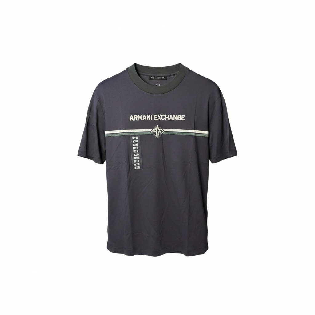 Camiseta Armani Exchange Hombre Azul Marino con Logo Frontal AX
