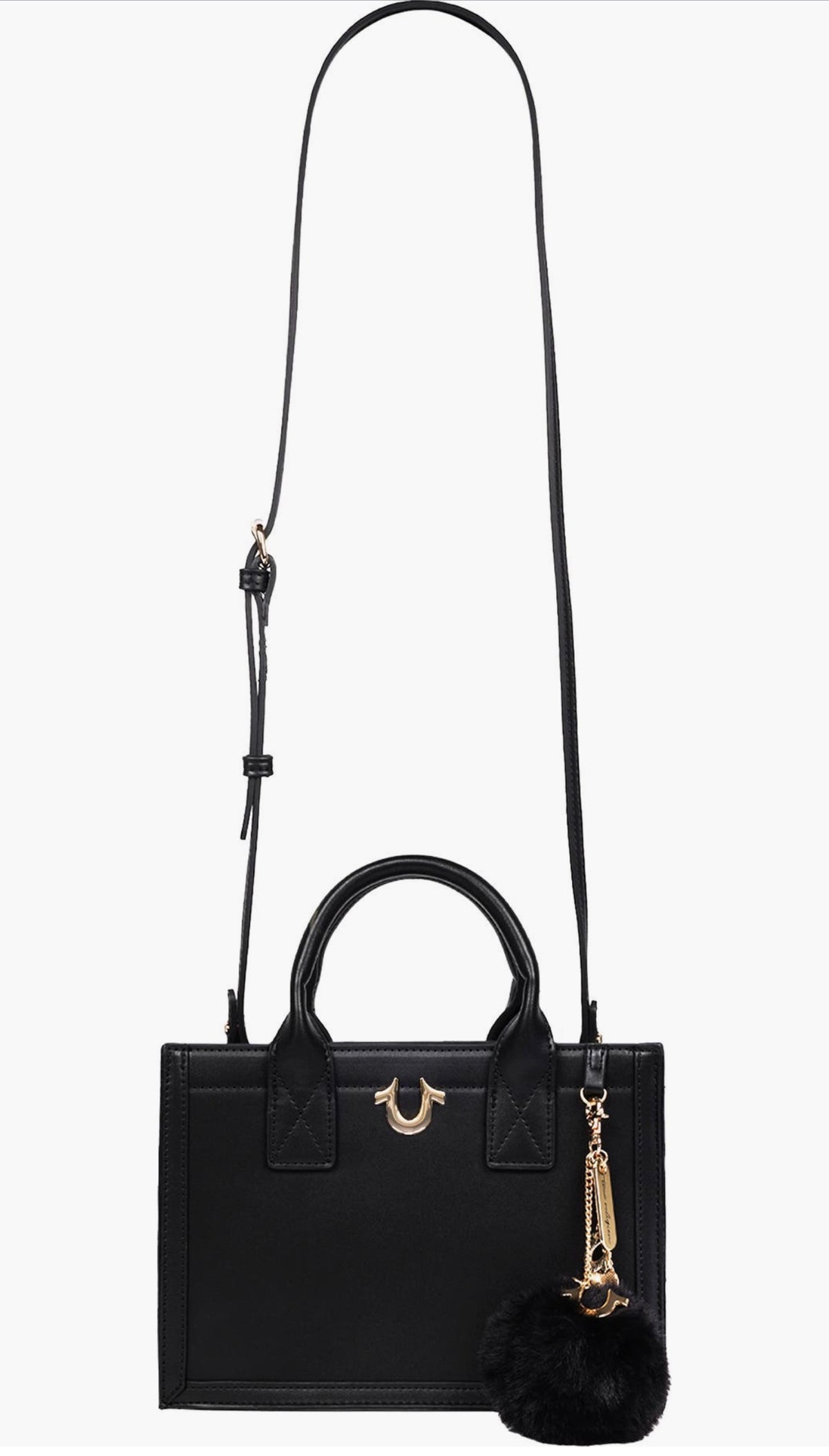 Bolso Tote True Religion Horseshoe Negro con Pompón