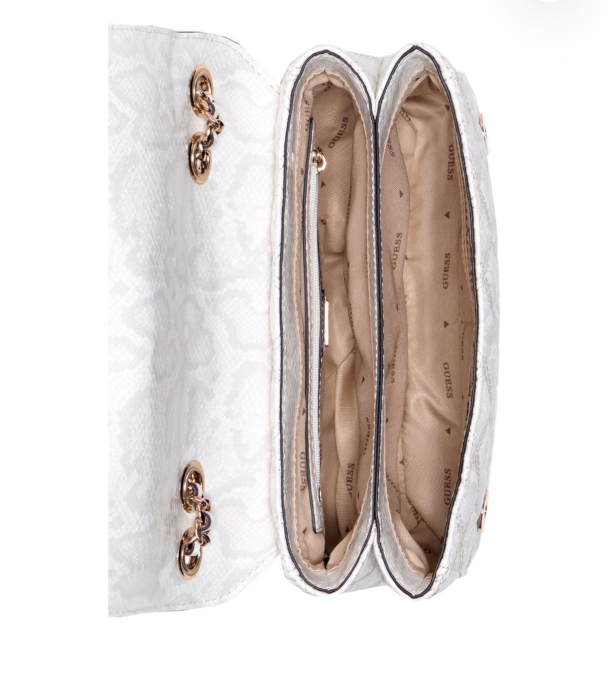 Bolso GUESS Giully II Efecto Piel de Serpiente Blanco