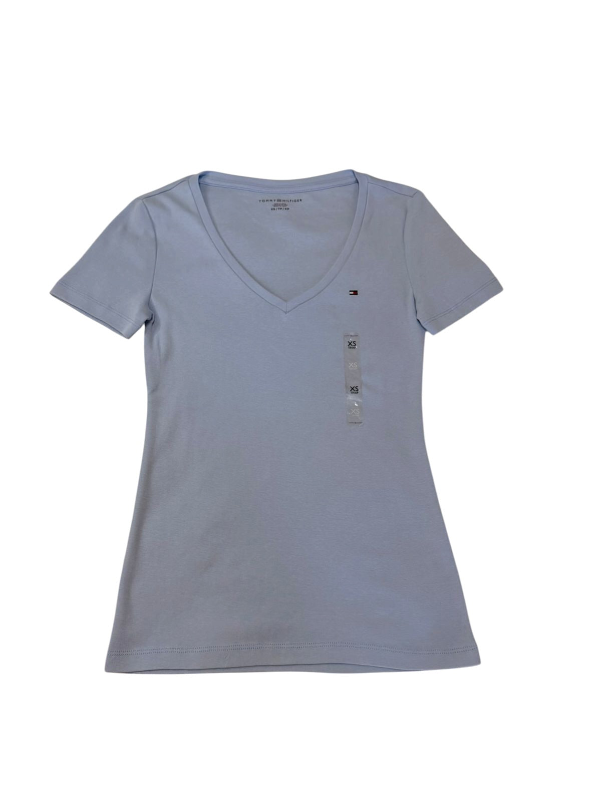 Camiseta Tommy Hilfiger Cuello en V Azul Cielo para Mujer