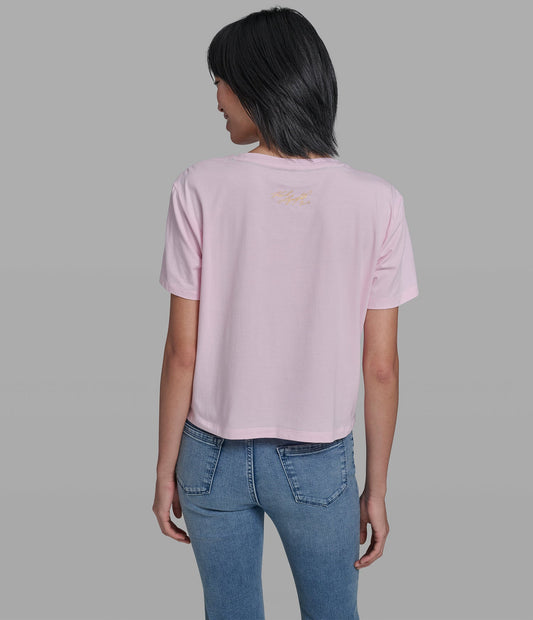 Camiseta Karl Lagerfeld Karl & Choupette Hearts Mujer Rosa