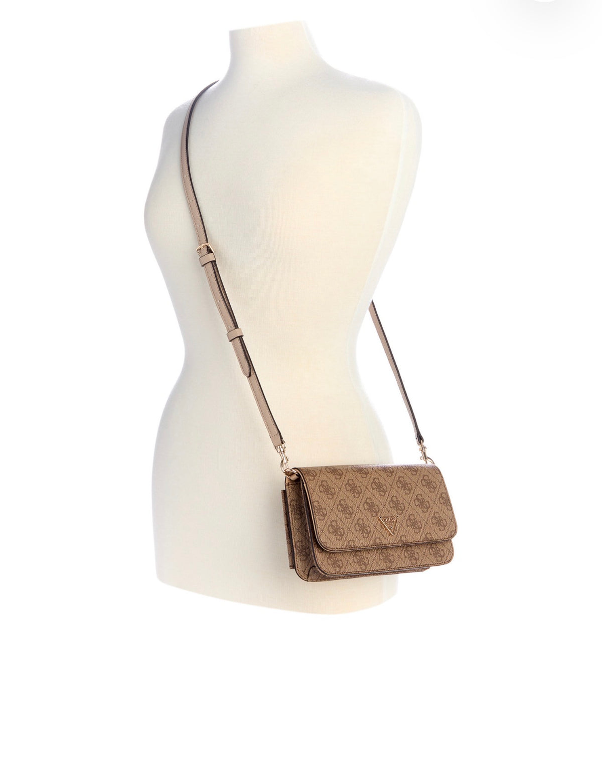 Bolso Crossbody GUESS Noelle II con Solapa Estampado Latte Logo