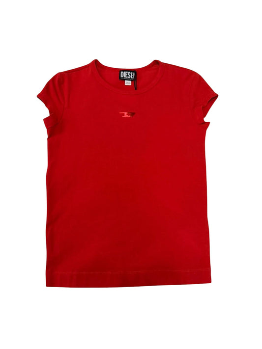Camiseta Diesel Roja para Mujer con Logo D Tonal
