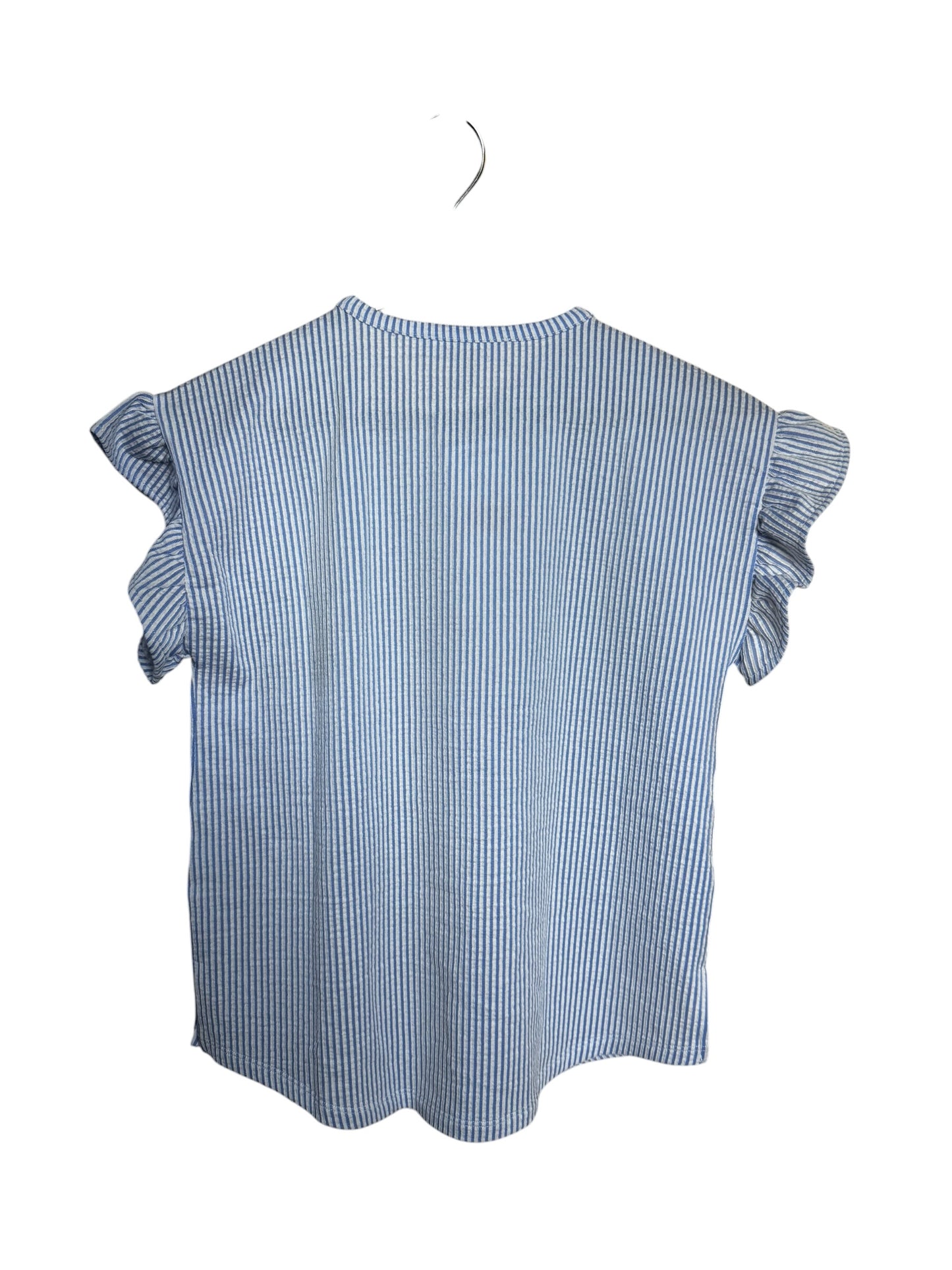 Blusa Michael Kors de Rayas Azules con Mangas Volantes para Mujer