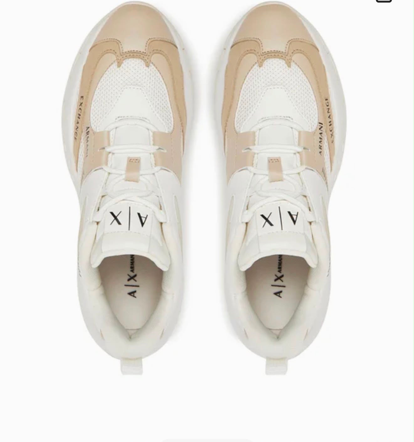 Tenis Armani Exchange de Malla y Microgamuza Blanco/Hueso para Mujer