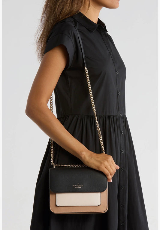Bolso Crossbody Kate Spade New York Color Block Neutral Multi en Cuero Saffiano