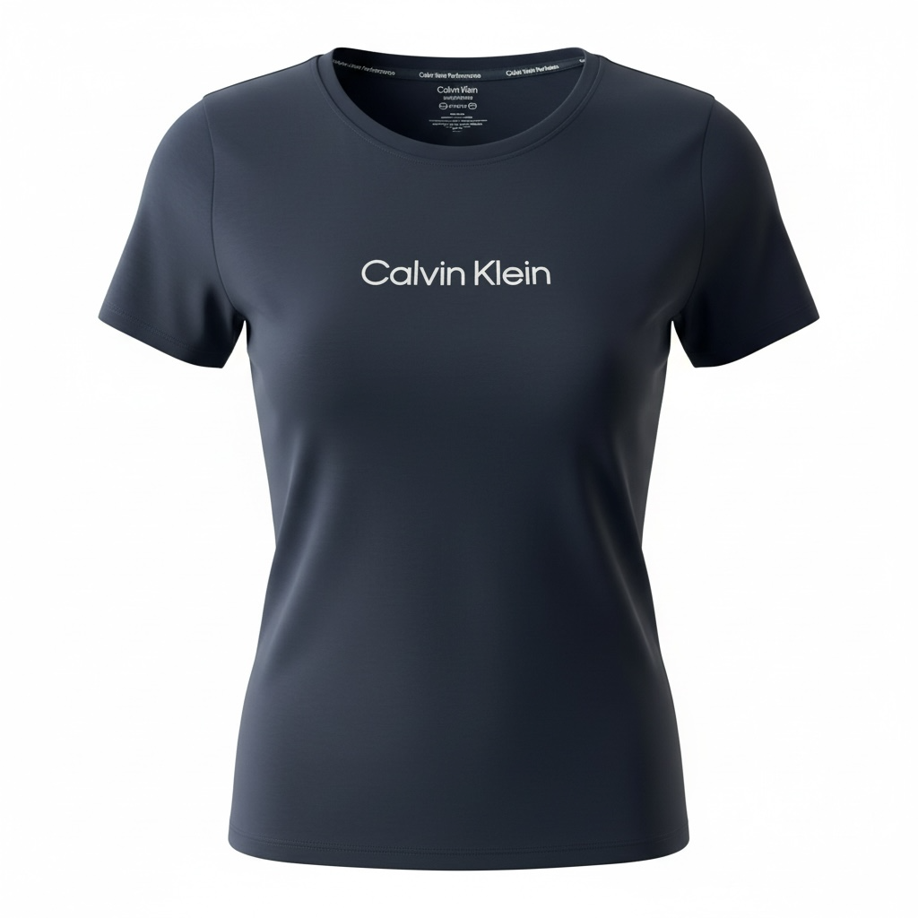 Camiseta Calvin Klein Performance Azul Marino con Logo Blanco