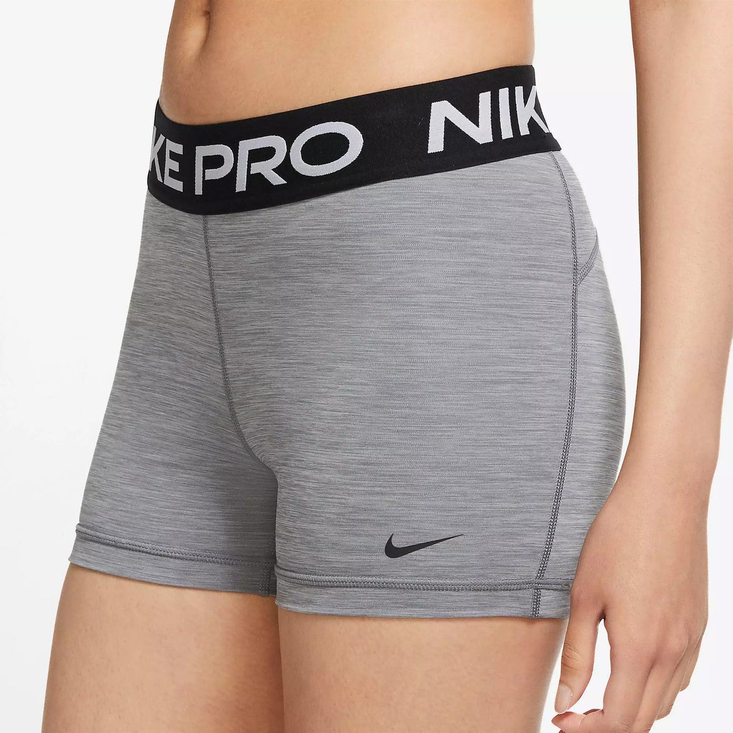 Short Nike Pro Mujer Gris Jaspeado – Licra Deportiva Original Dri-FIT con Logo Negro