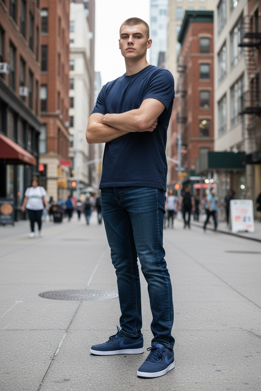 Nike Court Vision Low Hombre – Azul Marino (Estilo Clásico)