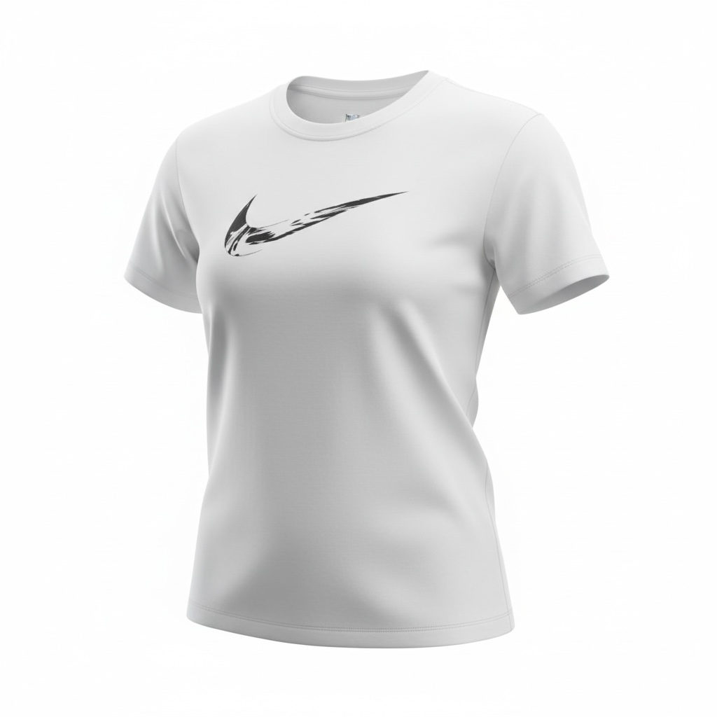 Camiseta Nike para Mujer Blanca con Logo Swoosh Negro