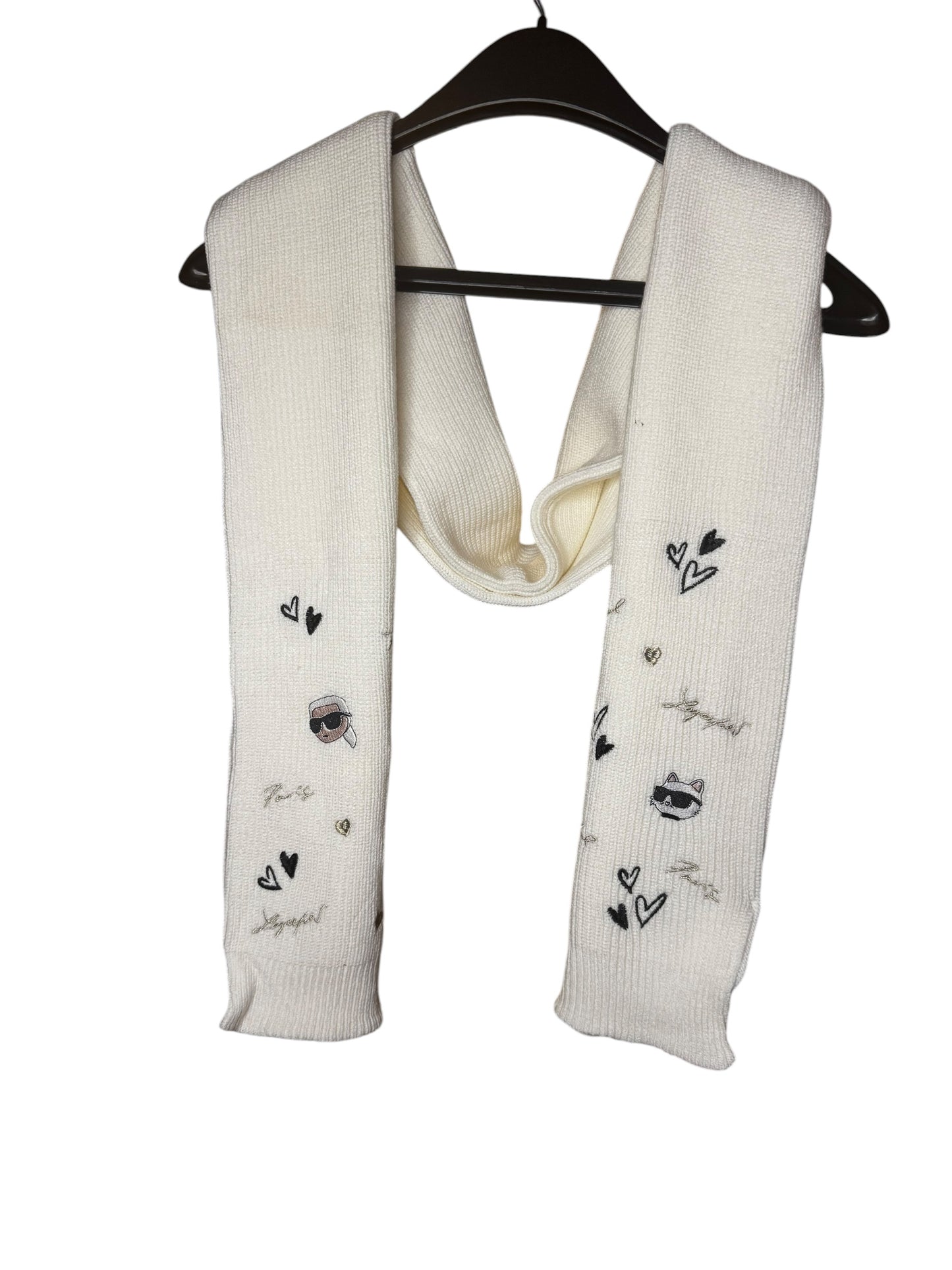 Bufanda Karl Lagerfeld para Mujer Tejida Color Blanco con Detalles Bordados