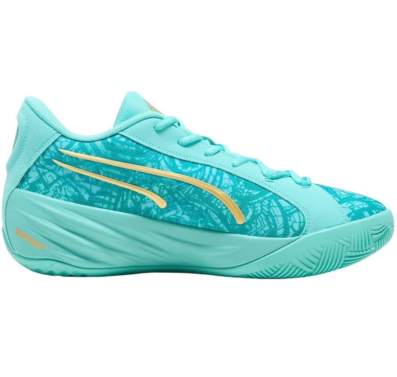 Tenis Puma AllPRO NITRO Verde Turquesa con Detalles Dorados – Estilo Deportivo y Moderno