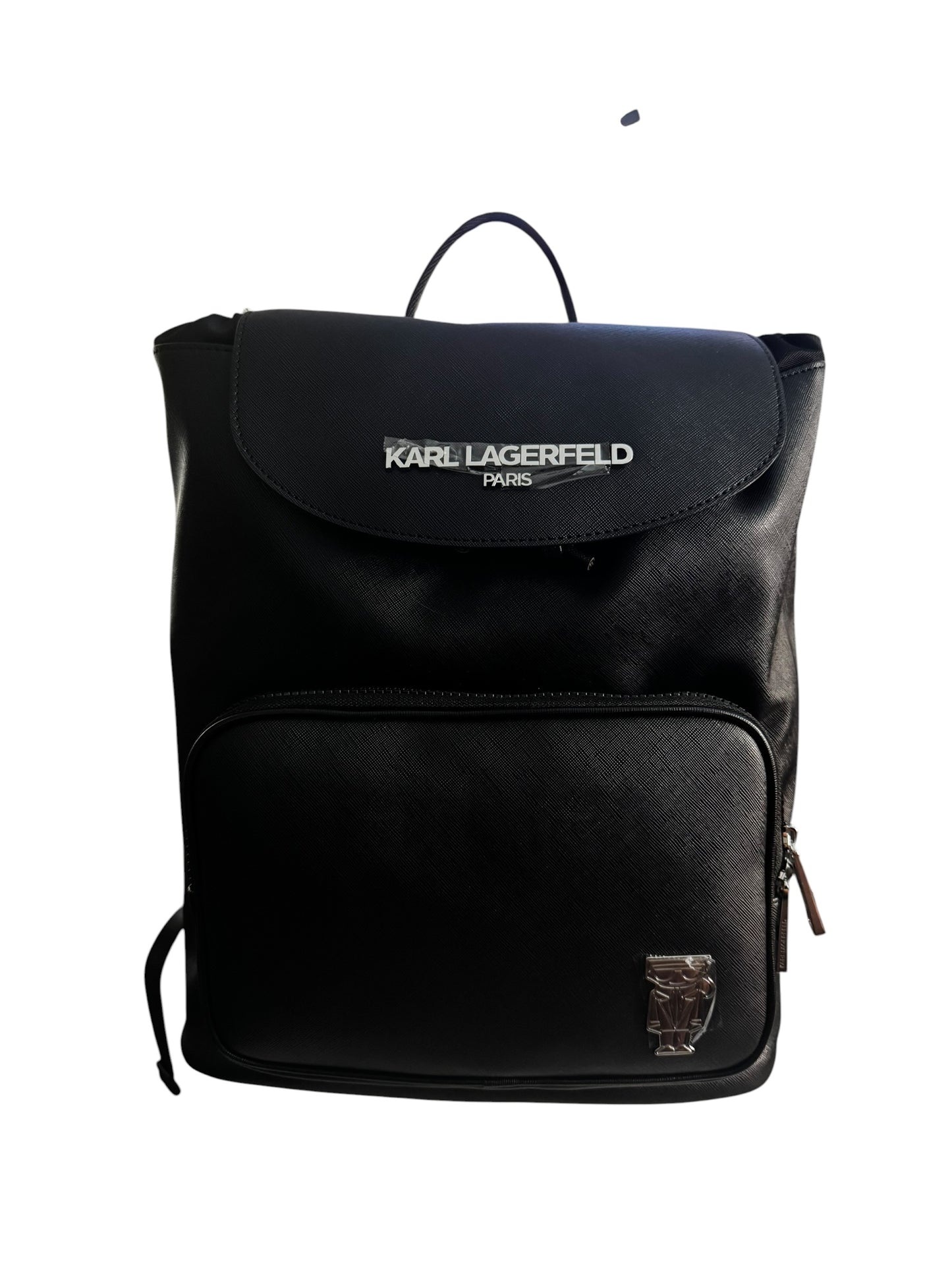 Morral Karl Lagerfeld Paris Negro con Bolsillo Frontal y Cierre de Cordón