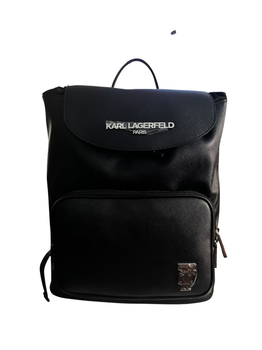 Morral Karl Lagerfeld Paris Negro con Bolsillo Frontal y Cierre de Cordón