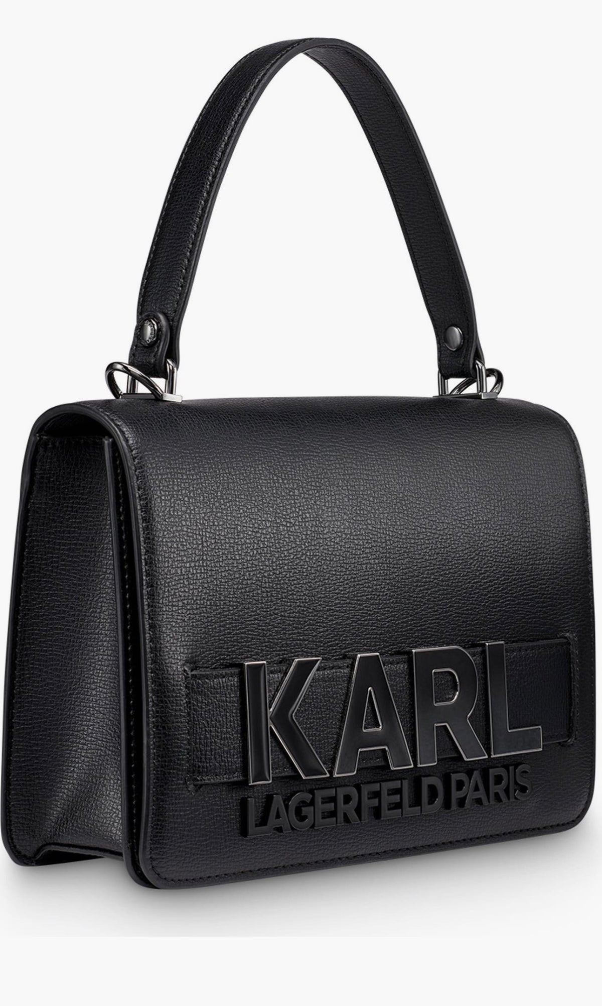 Bolso Cruzado Karl Lagerfeld Paris Simone de Cuero Negro con Logo