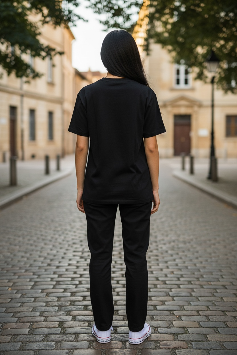 Camiseta Tommy Hilfiger Mujer Negra con Logo Circular