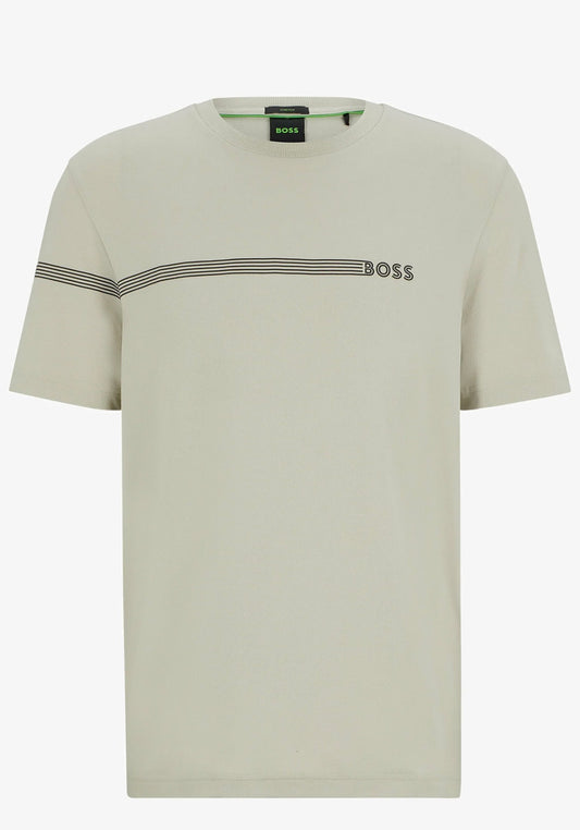 Camiseta BOSS Hombre Regular Fit con Logo y Rayas Frontales – Varios Colores