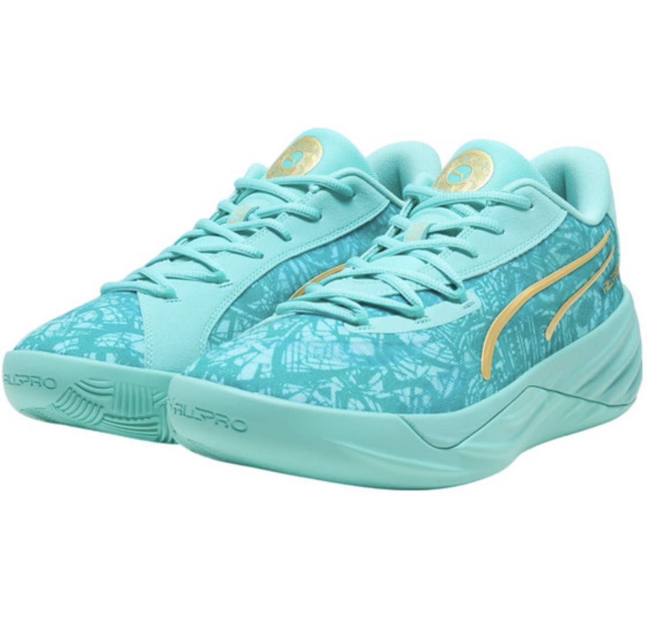 Tenis Puma AllPRO NITRO Verde Turquesa con Detalles Dorados – Estilo Deportivo y Moderno