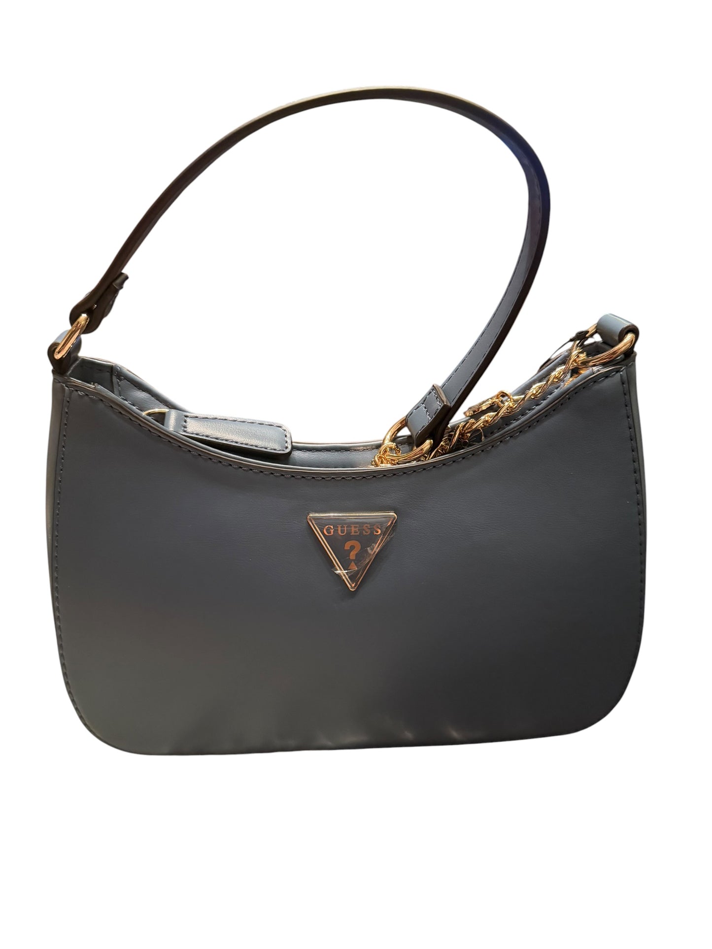 Bolso Guess Shoulder Bag Gris Azulado con Charms Dorados para Mujer