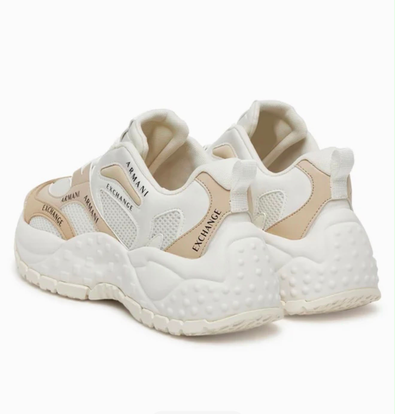 Tenis Armani Exchange de Malla y Microgamuza Blanco/Hueso para Mujer