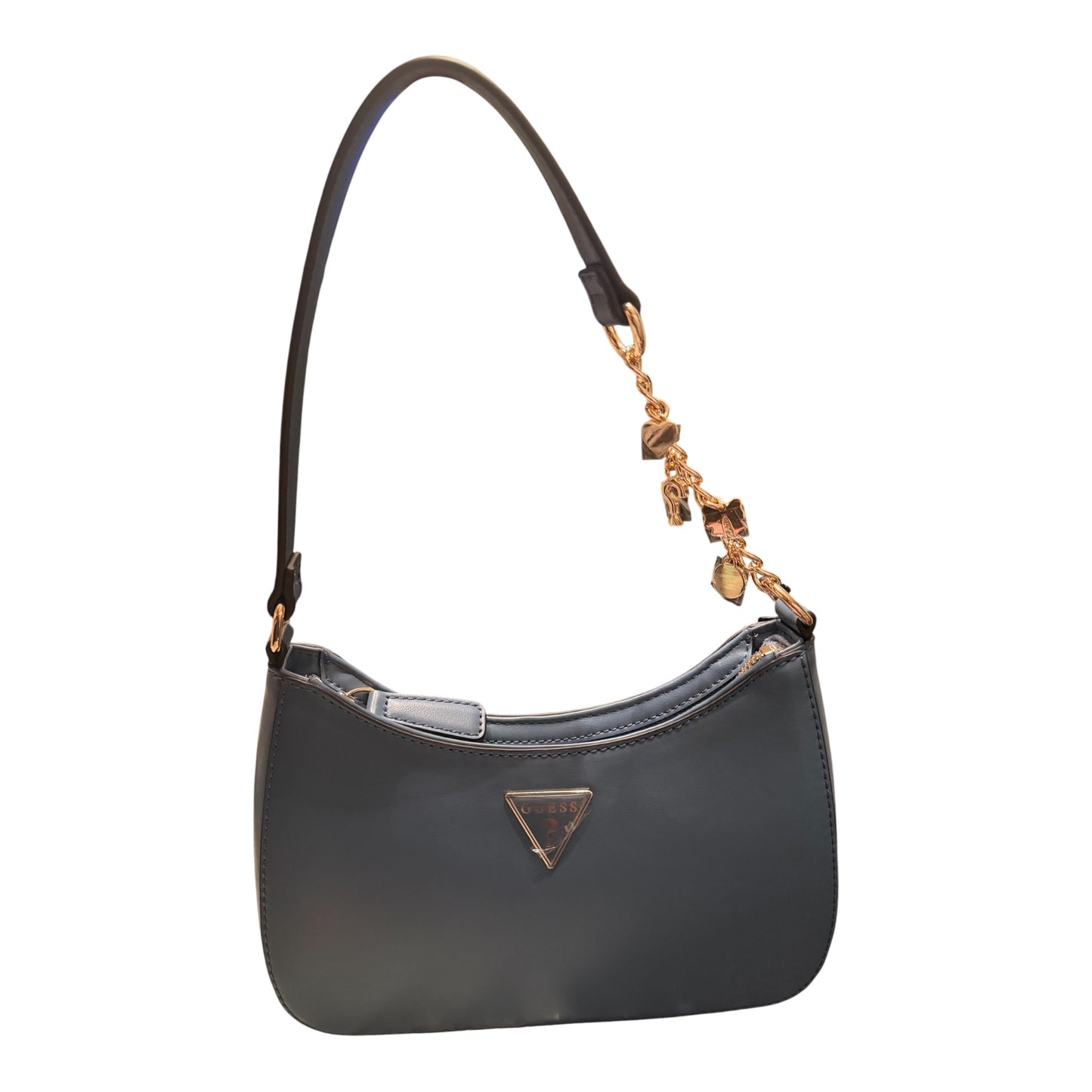Bolso Guess Shoulder Bag Gris Azulado con Charms Dorados para Mujer