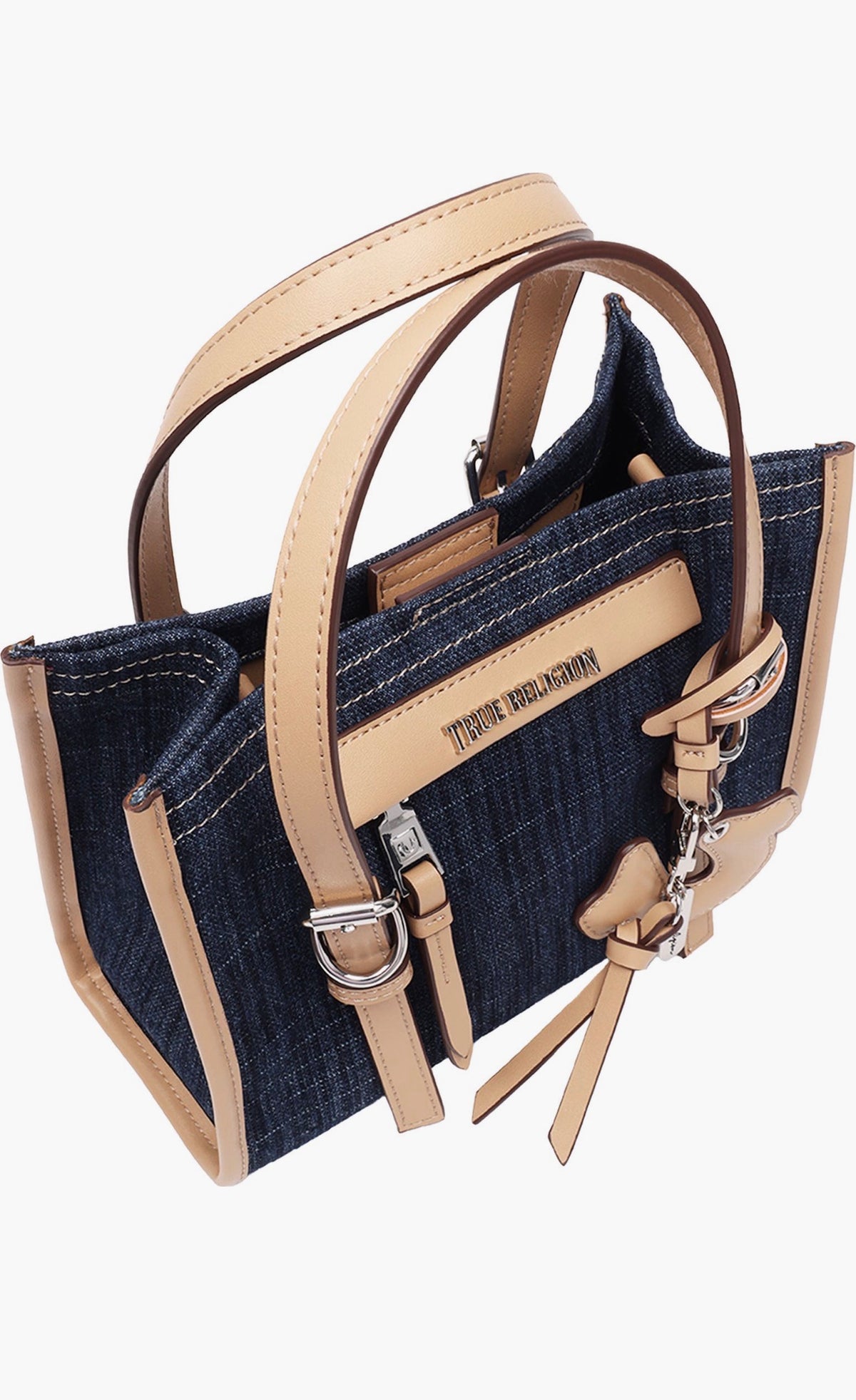 Bolso mini tote True Religion de mezclilla oscura