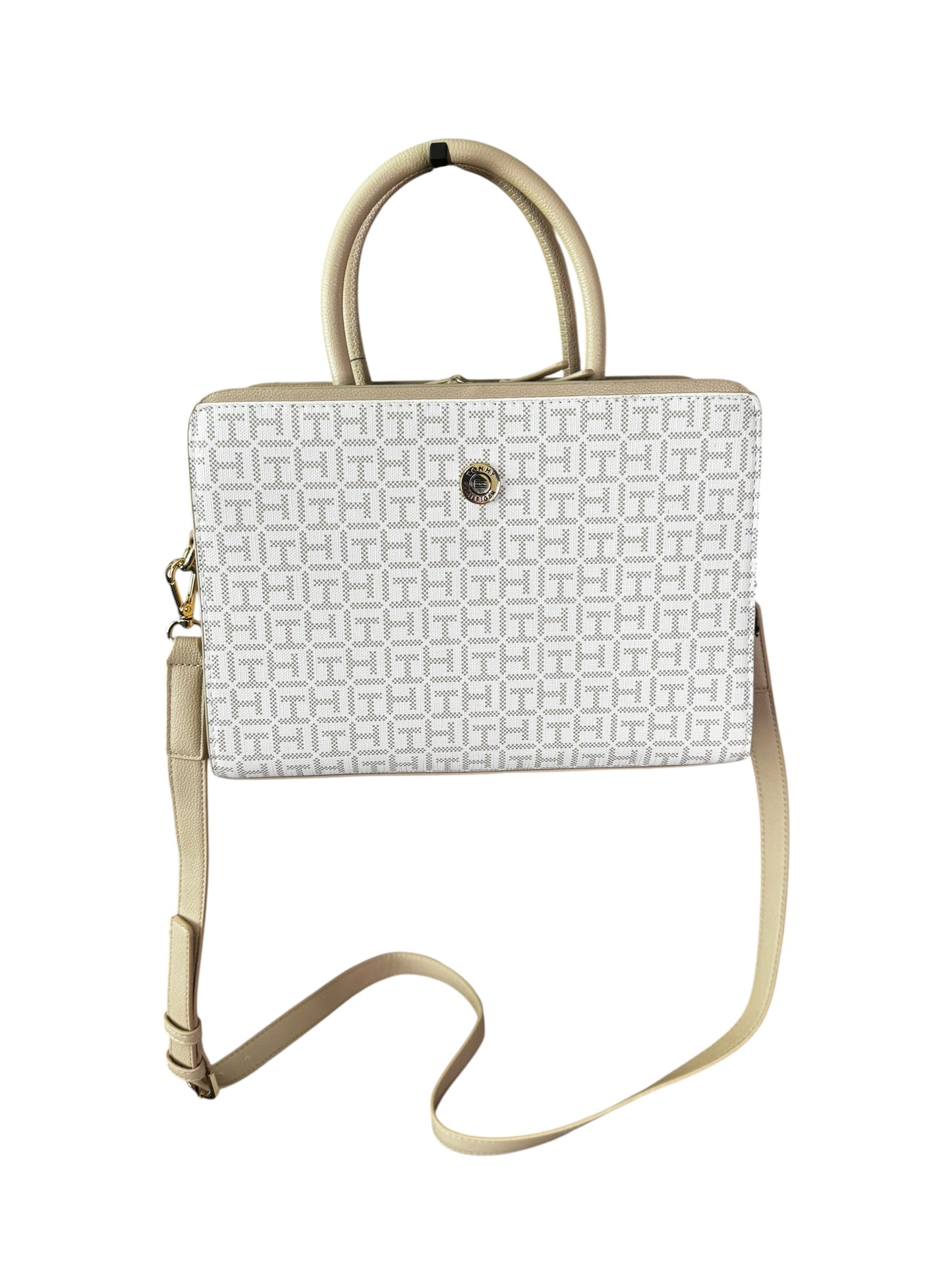 Bolso Tommy Hilfiger Mujer Blanco y Beige – Bandolera Elegante con Monograma