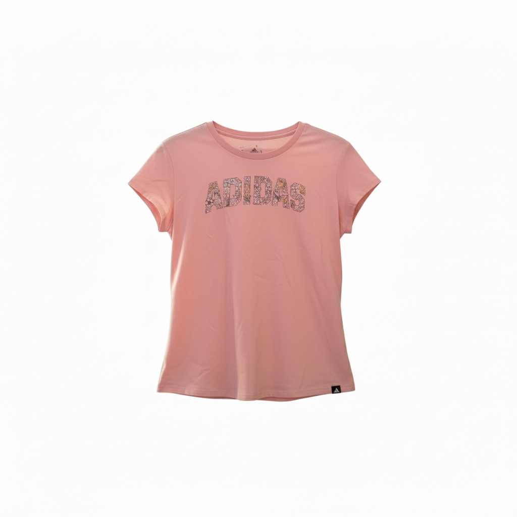 Camiseta Adidas Niña Rosa con Logo Floral – Estilo Casual Deportivo