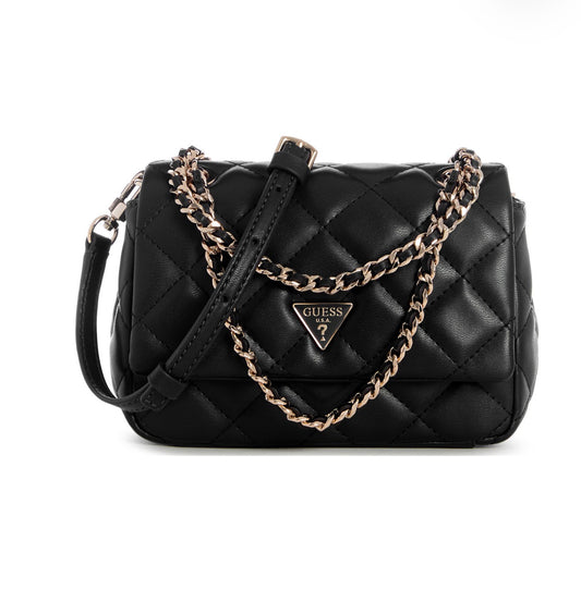 Bolso Mini Crossbody GUESS Acolchado Negro con Cadena