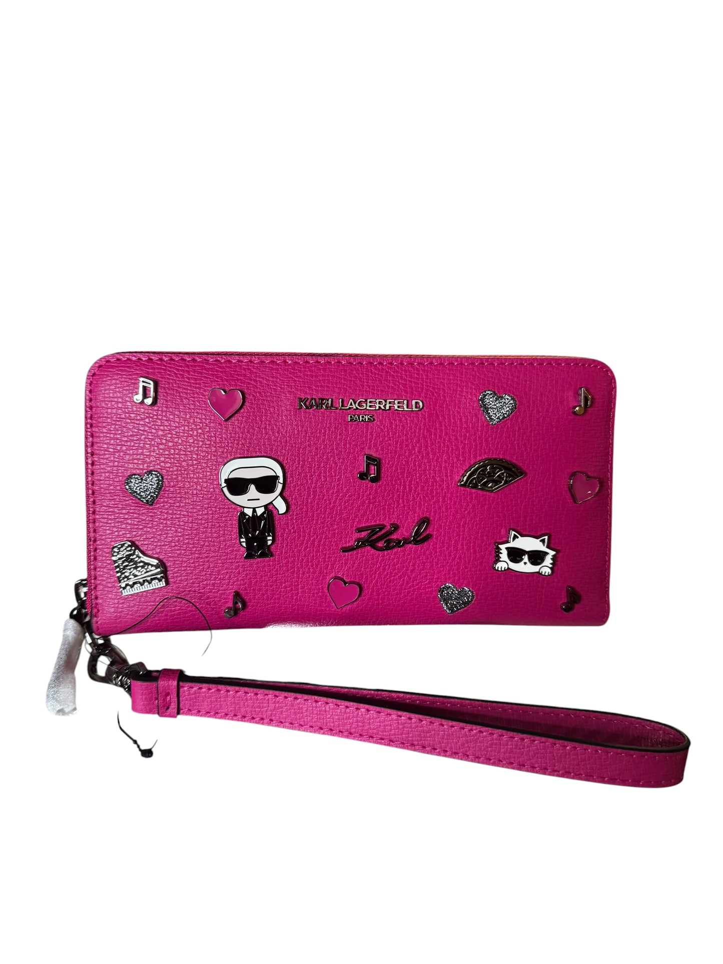 Billetera Karl Lagerfeld Fucsia con Muñequera y Detalles Ikonik