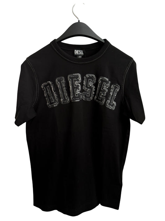 Camiseta Diesel Hombre Negra con Logo 3D Bordado Premium