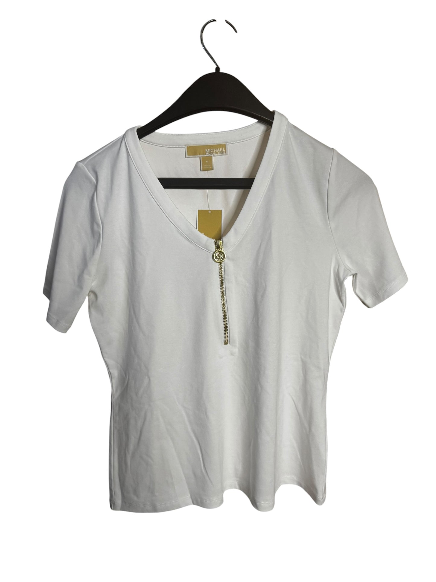 Camiseta Michael Kors Blanca con Cierre Frontal y Escote en V para Mujer