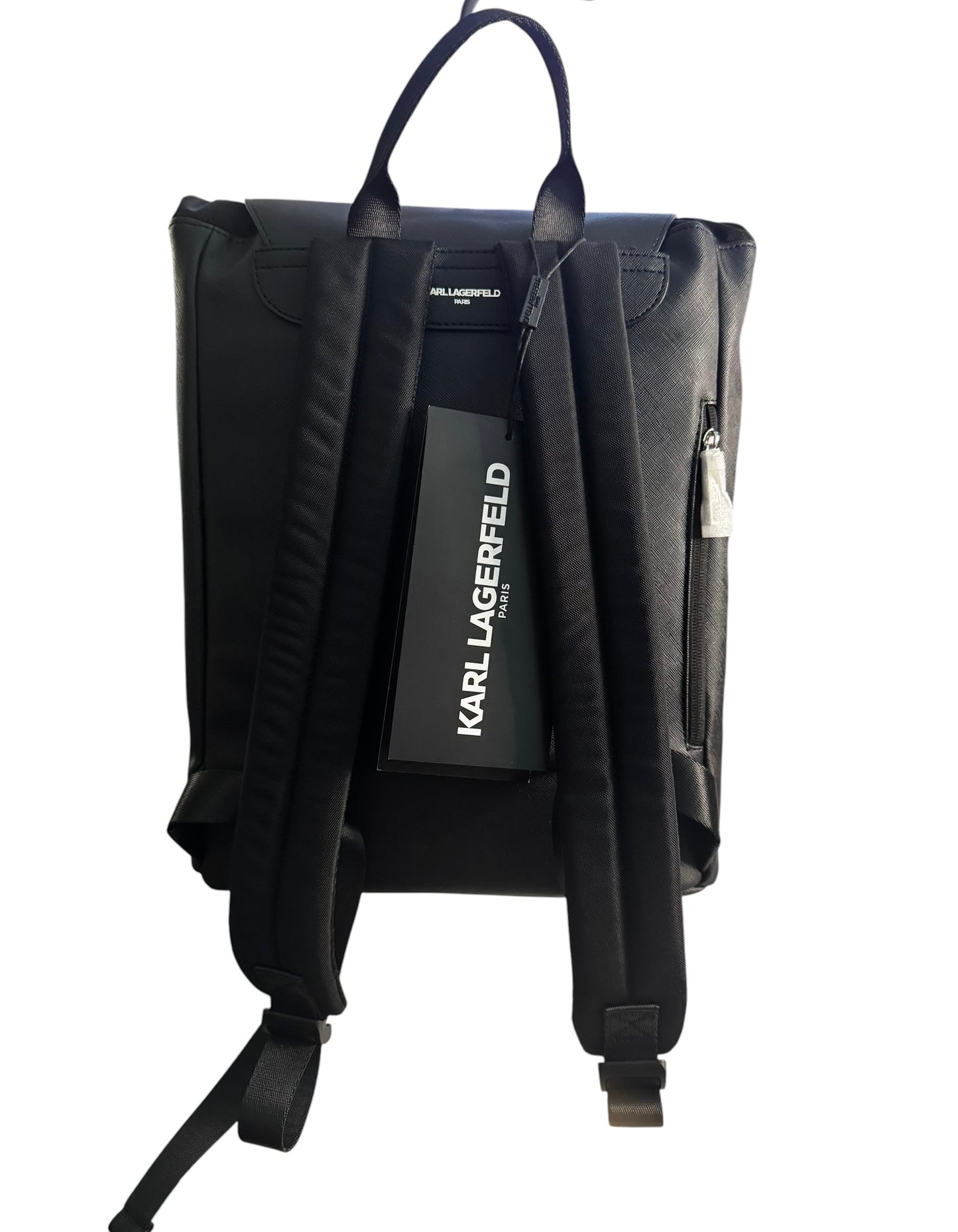 Morral Karl Lagerfeld Paris Negro con Bolsillo Frontal y Cierre de Cordón
