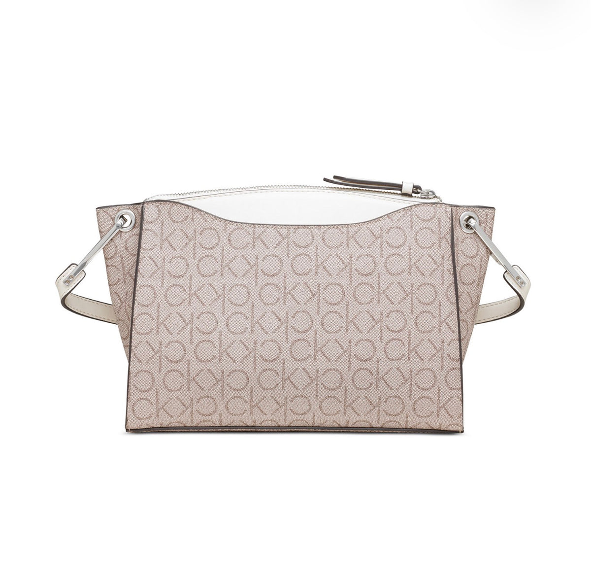 Bolso Cruzado Calvin Klein Monograma Taupe y Blanco