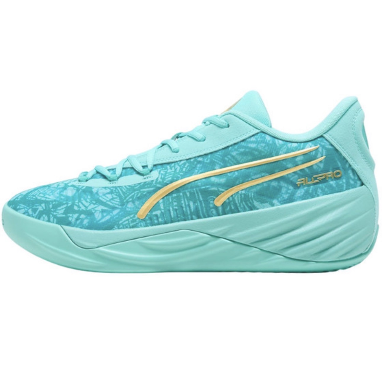 Tenis Puma AllPRO NITRO Verde Turquesa con Detalles Dorados – Estilo Deportivo y Moderno