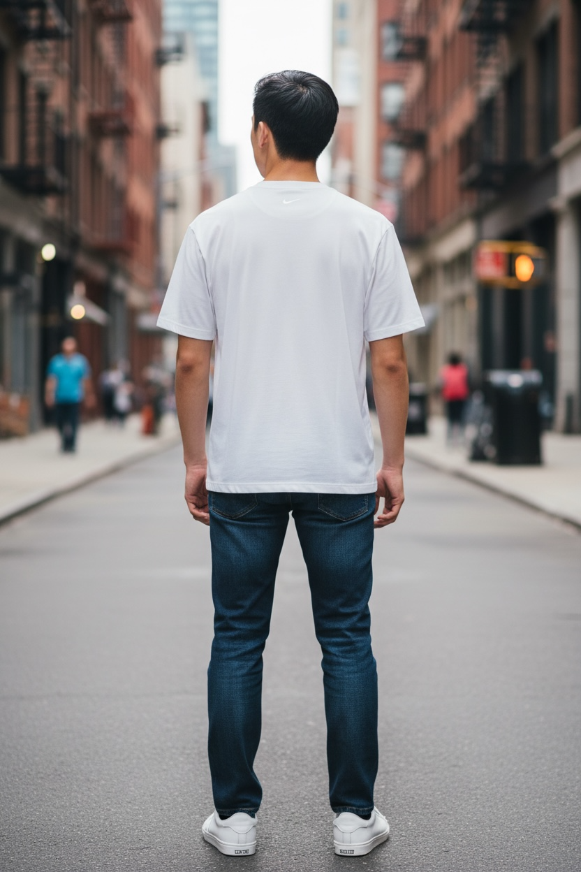 Camiseta Nike para Hombre Blanca con Logo Grande y Swoosh Turquesa