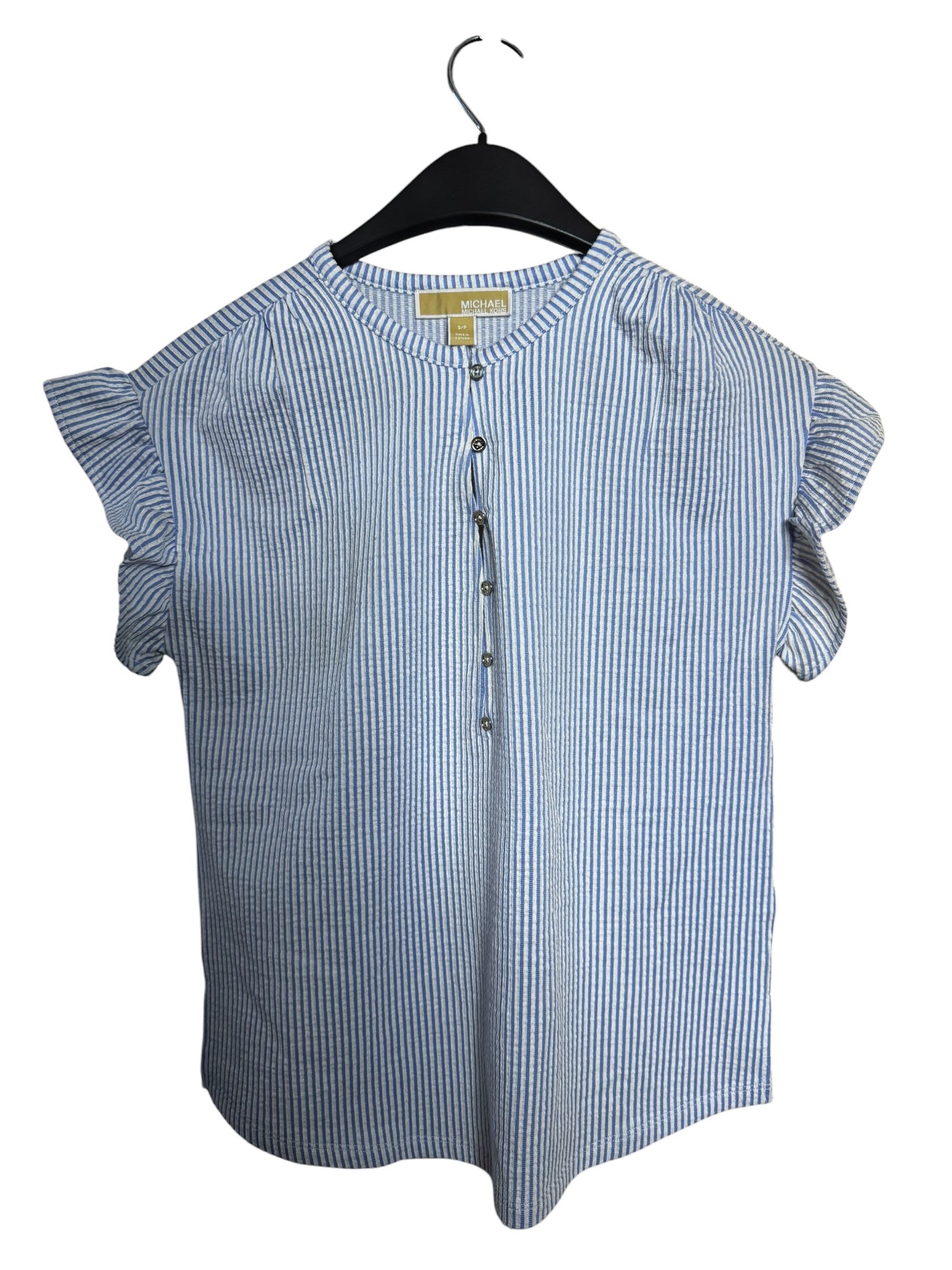 Blusa Michael Kors de Rayas Azules con Mangas Volantes para Mujer