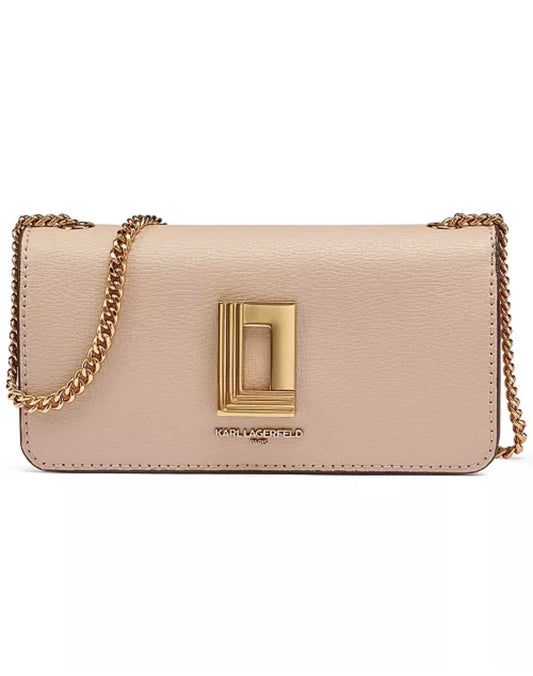 Billetera con Cadena Karl Lagerfeld Paris Lafayette en Cuero Color White Pepper