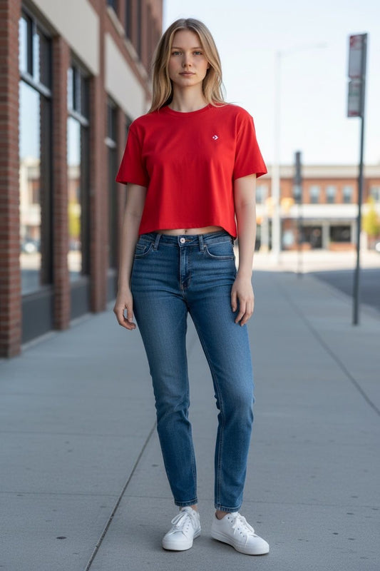Camiseta Crop Top Converse Mujer – Rojo