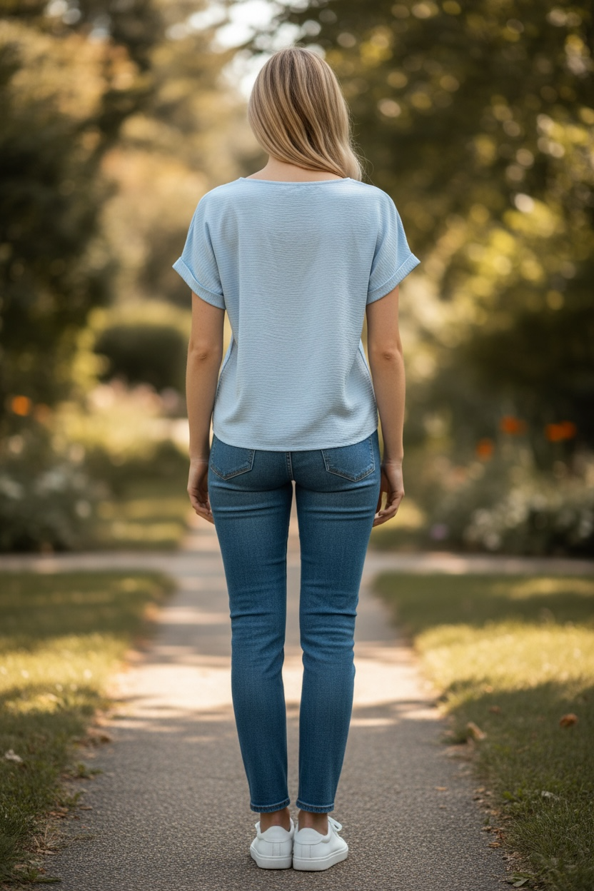 Blusa Calvin Klein azul claro de manga corta