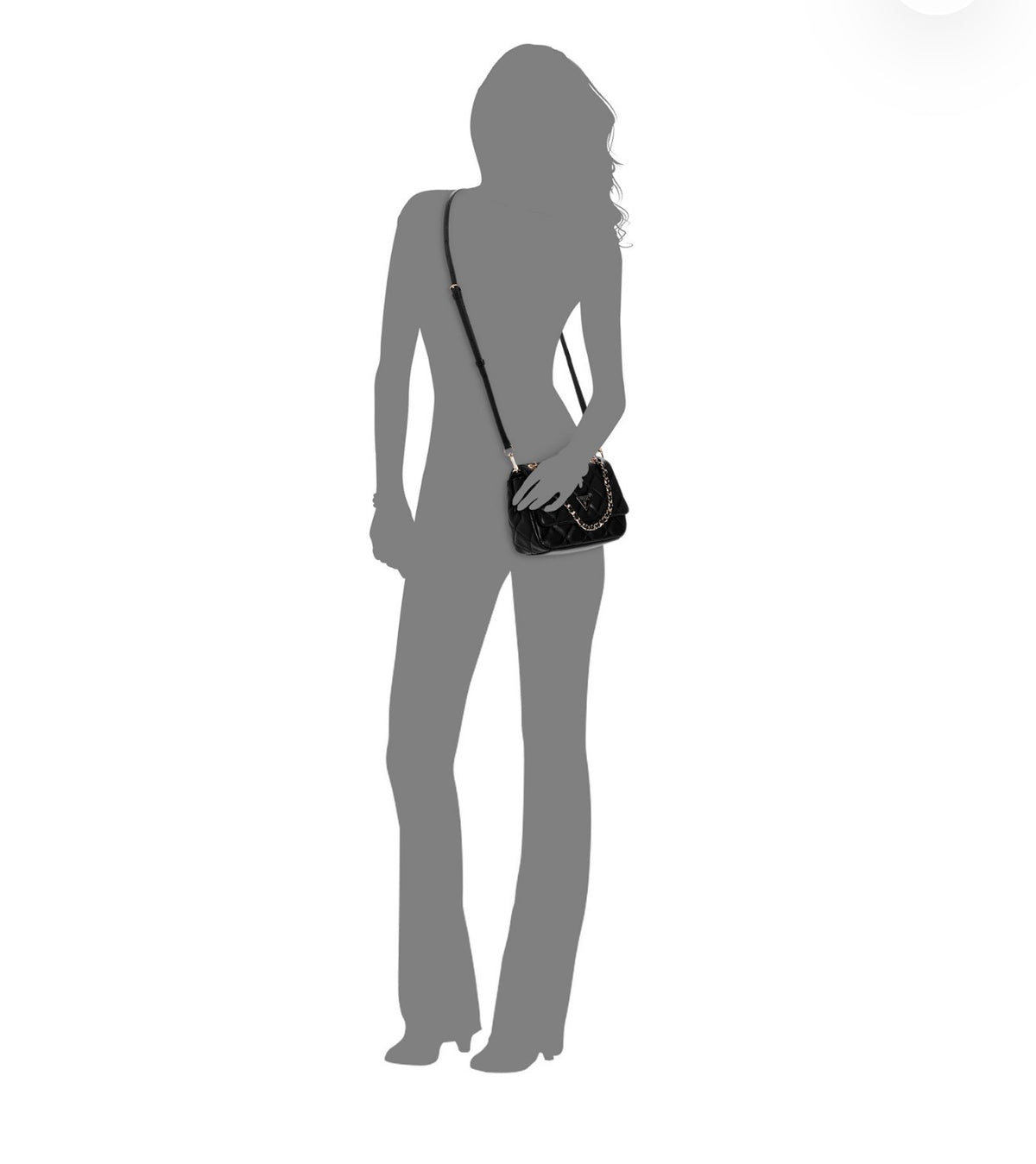 Bolso Mini Crossbody GUESS Acolchado Negro con Cadena